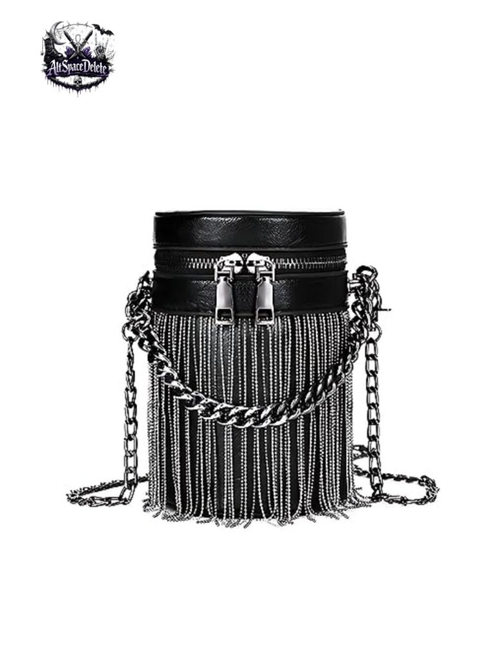 Vegan Leather Bucket Crossbody Handbag Punk Tassel Tote Shoulder Bag